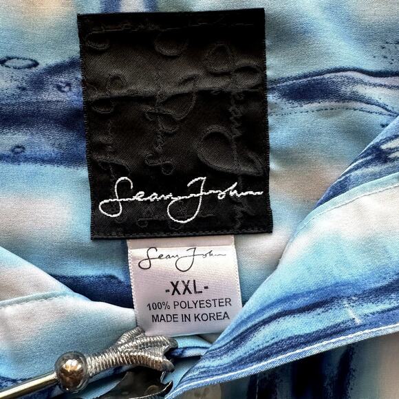 Sean John Big and Tall Blue and White Button Up Mens Shirt XXL - Picture 5 of 8